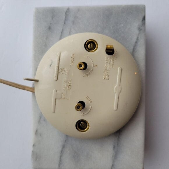 Vintage General Electric Marble Mantel Clock With Roman Numerals & Brass Trim - Picture 3 of 4